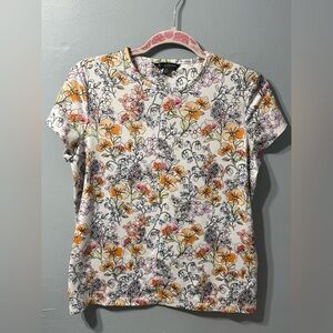 Brooks Brothers Floral Short Sleeve T Shirt Women’s Size Medium